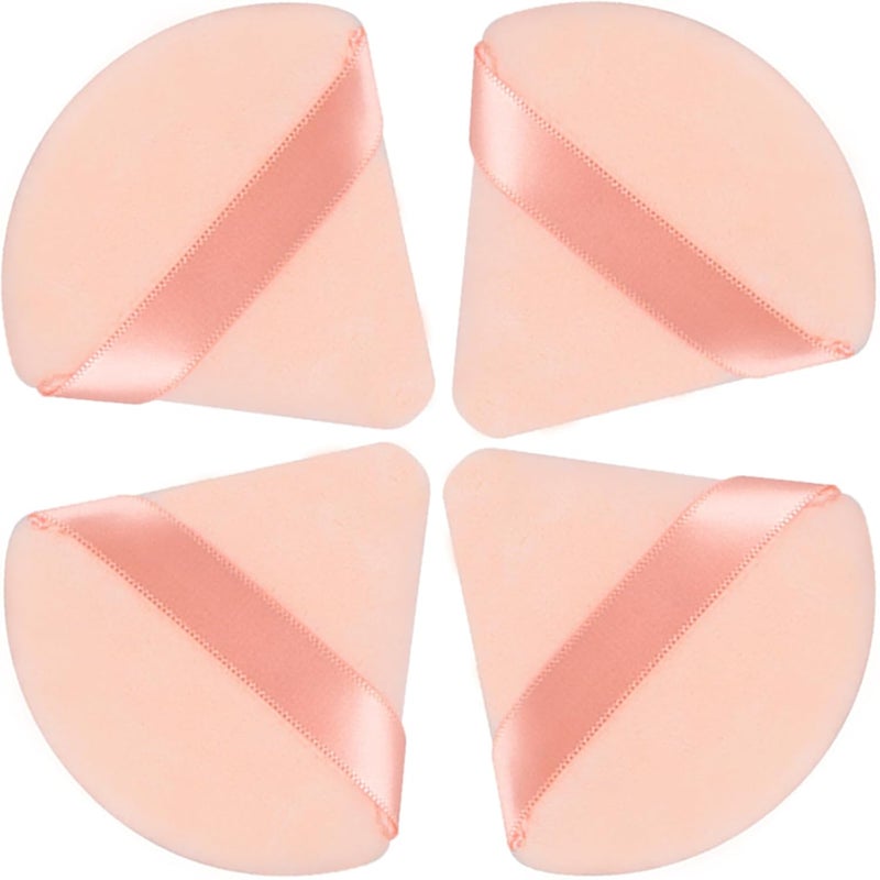 JOLY Triangle Powder Puff Face Makeup Sponge Beauty Blender Stocking Stuffers Puffs for Women apply Loose Powder and Foundation (4Pcs Beige) - Image 1